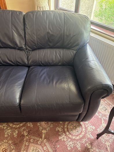 Navy leather couch
