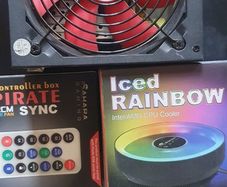 Attic clear. Tower pc. 2 nas boxes. Juicer. Rainbow Cpu fan. Desktop pc power supply