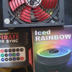 Attic clear. Tower pc. 2 nas boxes. Juicer. Rainbow Cpu fan. Desktop pc power supply