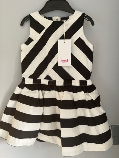 Seed Heritage Black & White striped dress Sz1-2 BNWT