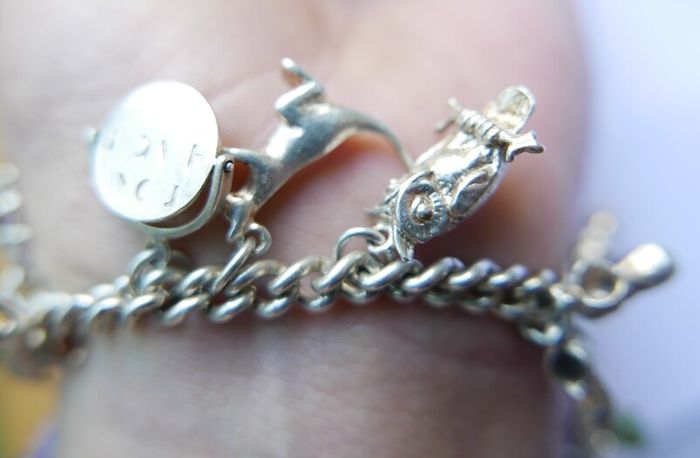 Vintage Heavy Sterling Silver Charm Bracelet length 7" - 37,9g