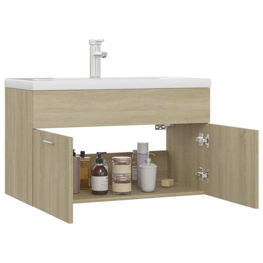 Sink Cabinet with Built-in Basin Sonoma Oak Chipboard