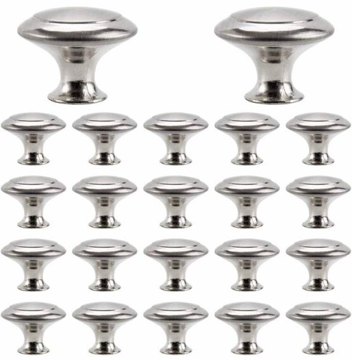20Pack Cabinet Door Knobs Brushed Nickel Round Drawer Handle Hardware Stainless Steel with Screw for Kitchen Bathroom Bedroom Silver (MULTIPLE AMOUNTS, SEE DESCRIPTION)