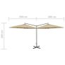 Double Parasol with Steel Pole Taupe 600 cm Image 8