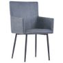Dining Chairs with Armrests 6 pcs Grey Faux Suede Leather Image 2