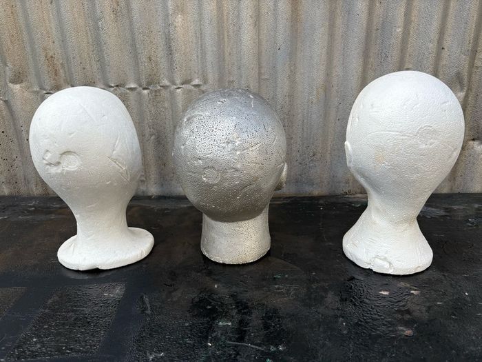 Retro vintage styrofoam polystyrene heads X3 c1960