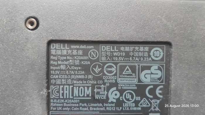 Dell WD15 K20A001 USB-C Docking Station Monitor Dock 4K with 130W Adapter Power Supply PSU