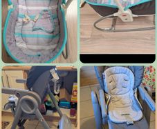 Chicco Polly high chair and baby rocker