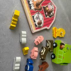 wooden toys for toddler kid m, farm animals, puzzles, truck