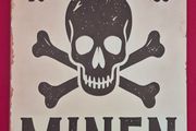 ACHTUNG MINEN  , vintage style metal sign .