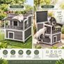 Outdoor Cat House Weatherproof 2 Storey Wooden Feral Cat Shelter with Balcony Image 2
