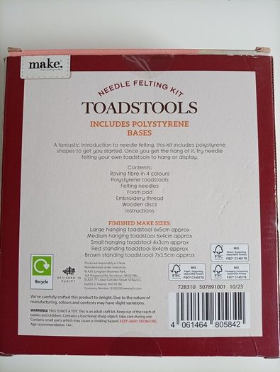 Needle Felting kit "toadstools"
