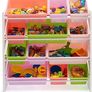 Kids Toy Storage Organizer with 12 Plastic Bins  White Wood with Pink Bins Image 3