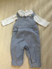 Jacadi Paris baby boy dungarees + long sleeve bodysuit