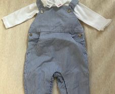 Jacadi Paris baby boy dungarees + long sleeve bodysuit