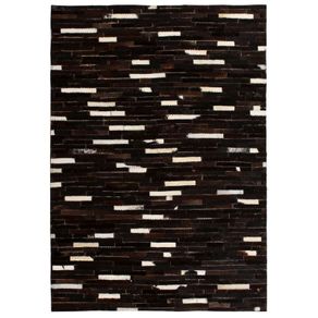 Rug Genuine Leather Patchwork 120x170 cm Stripe Black/White