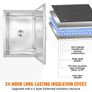 Drop in Ice Chest, 28"L x 20"W x 17"H Stainless Steel Ice Cooler, Commercial Ice Bin with Hinged Cover Image 3