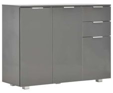 Sideboard High Gloss Grey 107x35x76 cm