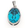 925 Vintage Sterling Silver Blue Crystal Pendant Image 3