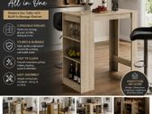 Compact Home Bar Table With Storage Shelves