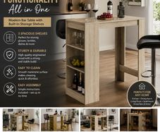 Compact Home Bar Table With Storage Shelves