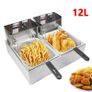 Stainless Steel Double Fryer double Zones Electric Thermostat 60 To 200C With Basket And Lid 12L 5kw 220v Image 6