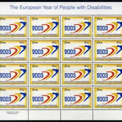 2003 Ireland European Year of People with Disabilities Commemorative Stamp Sheetlet Plate 1A1A1A1A Mint Never Hinged (MNH)