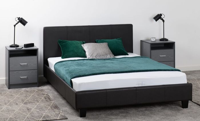 Prado 4'6" Bedframe in  Brown Leather