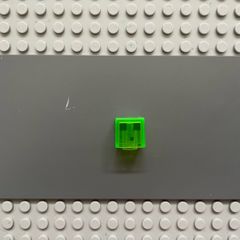 lego Minecraft Minifigure, Head, Modified Cube with Pixelated Dark Green Eyes and Mouth Pattern (Minecraft Slime) minifigure