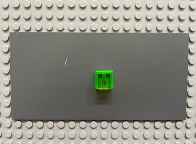 lego Minecraft Minifigure, Head, Modified Cube with Pixelated Dark Green Eyes and Mouth Pattern (Minecraft Slime) minifigure