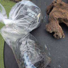 Aquarium bog wood, gravel and stone