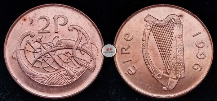 [#2277] - Ireland 1996 | 2 Pence | Irish 2p | KM.21a | UNC