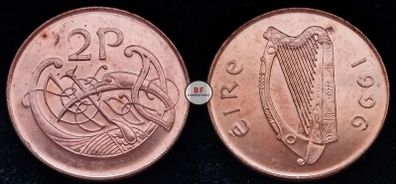 [#2277] - Ireland 1996 | 2 Pence | Irish 2p | KM.21a | UNC
