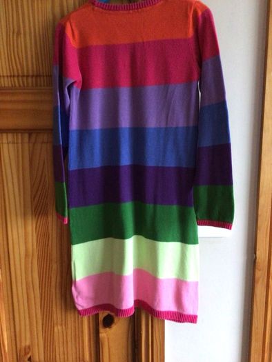MOTHERCARE girls multicoloured stripe long sleeve jumper dress age 7/8 yrs