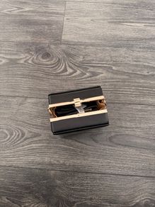 Black box bag with gold trim