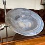 Handmade Art Glass Clear Bowl with Grey White Swirl Image 2