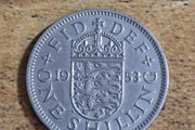 Great Britain UK 1953 One Shilling Elizabeth II English Shield Coin - free standard postage