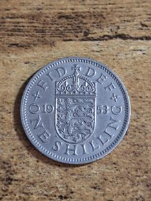 Great Britain UK 1953 One Shilling Elizabeth II English Shield Coin - free standard postage