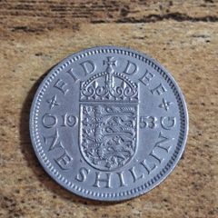 Great Britain UK 1953 One Shilling Elizabeth II English Shield Coin - free standard postage