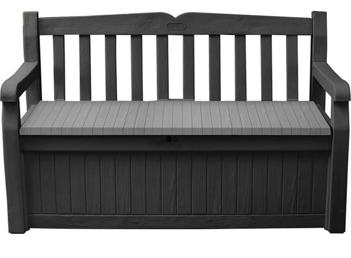 Eden Bench Outdoor Storage Box Garden Furniture, Graphite and Grey, 132.5L x 75W x 18.5H cm (FREE POSTAGE)