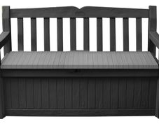 Eden Bench Outdoor Storage Box Garden Furniture, Graphite and Grey, 132.5L x 75W x 18.5H cm (FREE POSTAGE)