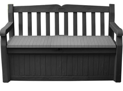 Eden Bench Outdoor Storage Box Garden Furniture, Graphite and Grey, 132.5L x 75W x 18.5H cm (FREE POSTAGE)