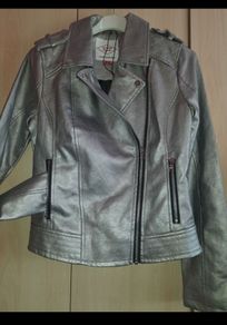 ladles / teen Lee Cooper silver metallic biker jacket