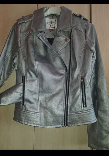 ladles / teen Lee Cooper silver metallic biker jacket