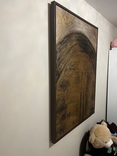 Luxury Metallic Gold Abstract Painting - Framed Canvas - Dual Orientation - 120 x 90 cm