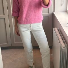 American Vintage "East" V-neck brushed-knit jumper in the color "Melange Bubble Pink"