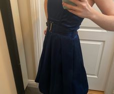 Navy Blue satin dress mid length formal dress (Size XS/8)