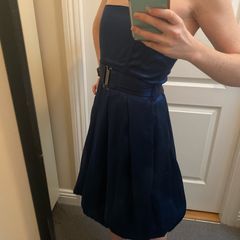 Navy Blue satin dress mid length formal dress (Size XS/8)