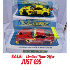 Scalextric Track Car Twin Pack Mercedes vs Aston martin Slot Cars  C4332 + C4446 GT )