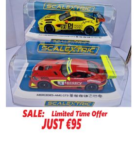 Scalextric Track Car Twin Pack Mercedes vs Aston martin Slot Cars  C4332 + C4446 GT )